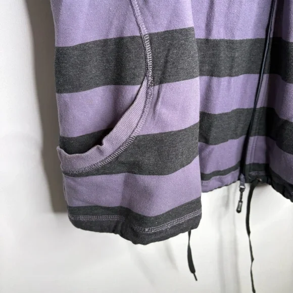 Calvin Klein Performance Quick Dry Striped Purple and Dark Grey Zip Hoodie XL - Picture 11 of 12